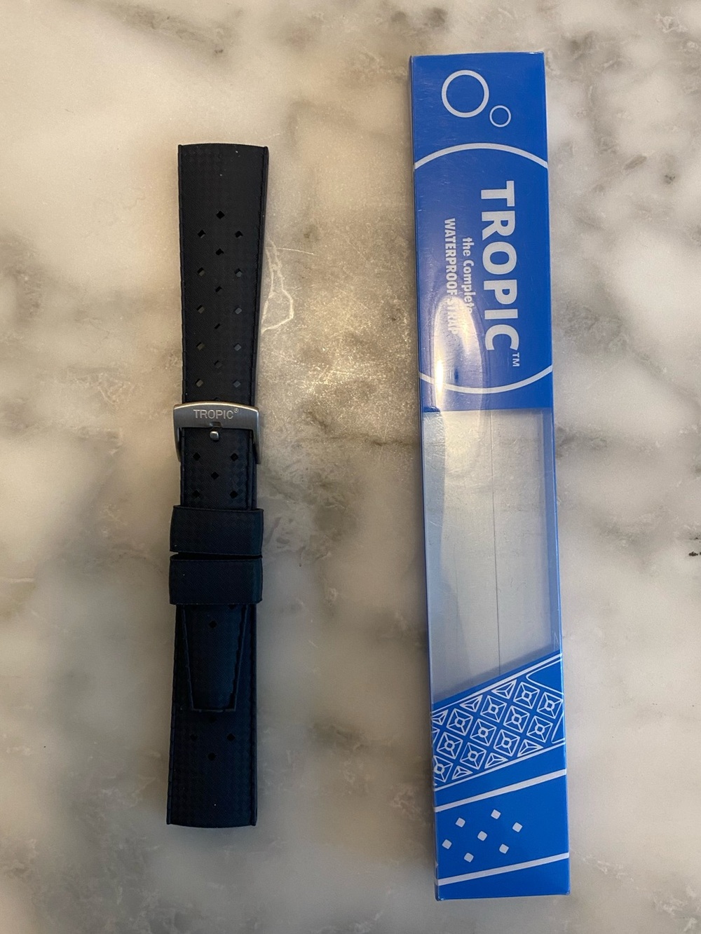 Genuine Tropic Dark Navy Rubber Waterproof Watch Strap 20mm BNIB